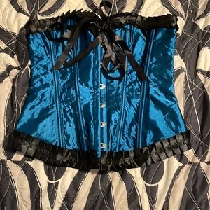 Teal and Black Overbust Corset